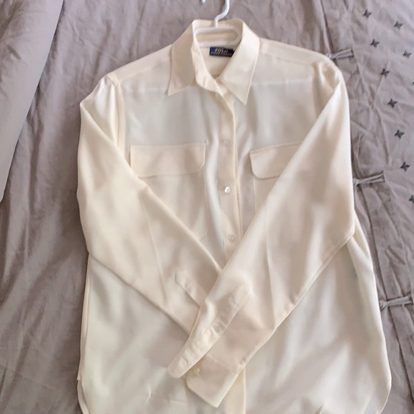Polo Ralph Lauren Tops - Polo Ralph Lauren Ivory 109% Mulberry Silk Shirt